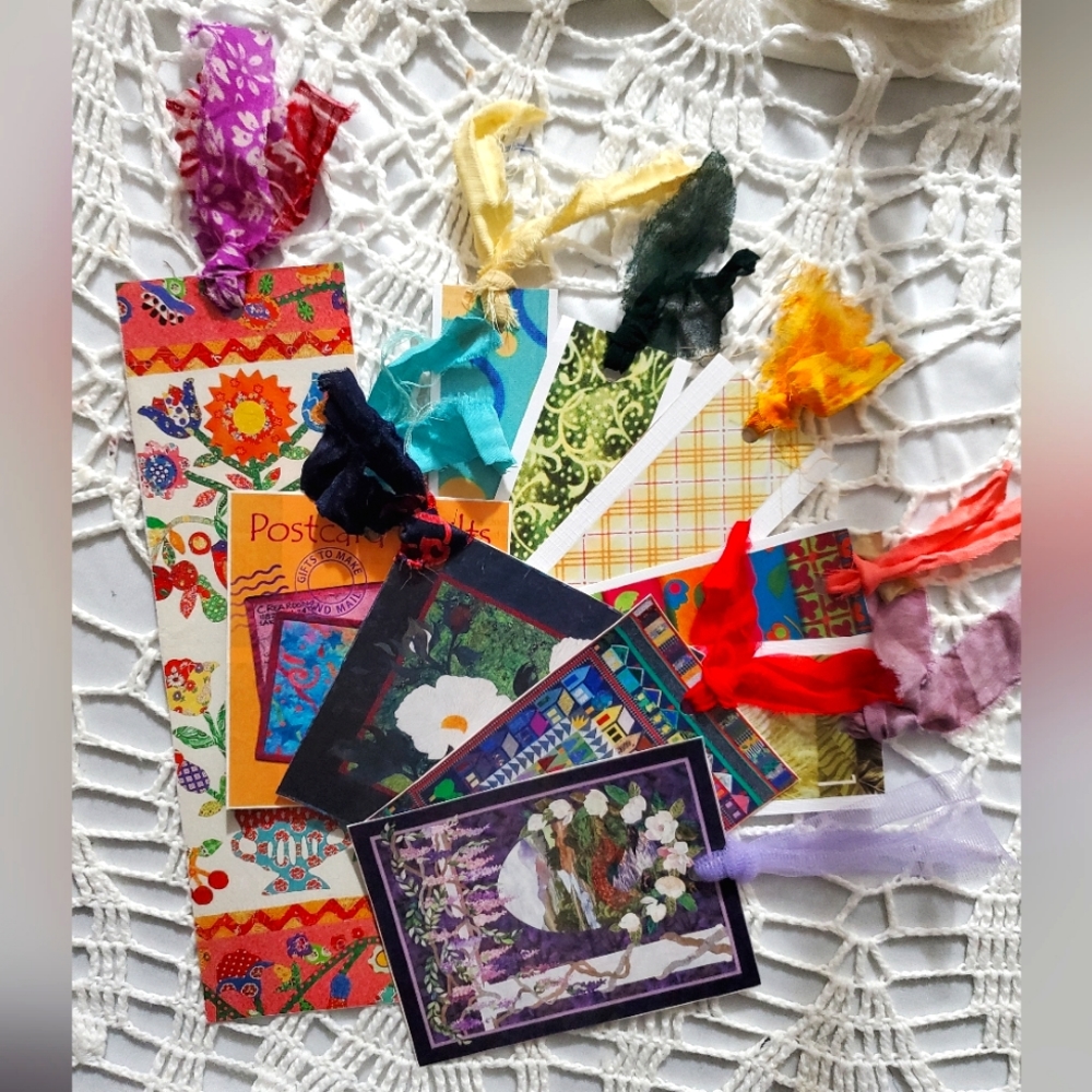 🙏 HAND CRAFTED Set of 10 quilt theme bookmarks journal cards